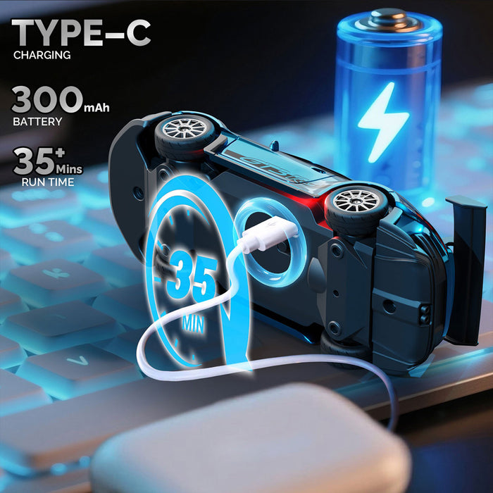 HStar 1/43 RC Remote Control Drift Car 4WD Gyro Alloy LED Model Toy RTR 911/GTR