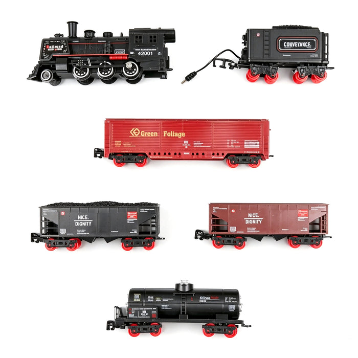 Rail King Classical Electric Train Set Steam Locomotive Model with Tracks