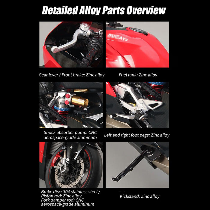 Model 1:7 Effects V4 Sound Motorcycle Upgraded 1:7 Scale V4 Diecast Alloy Motorcycle Model with Sound Effects Scale Alloy Diecast with