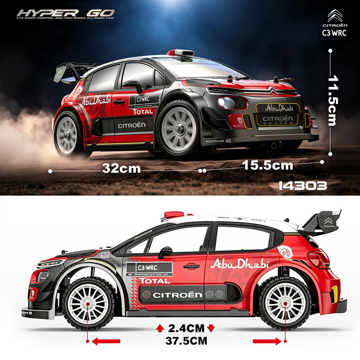 1/14 Citroen C3 WRC Fast RC Cars for Adults, Max 40mph Brushless RC Drift Car