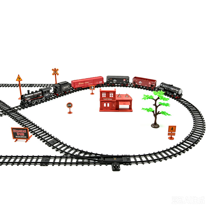 Rail King Classical Electric Train Set Steam Locomotive Model with Tracks