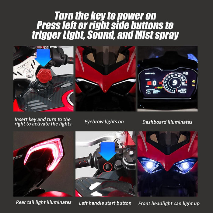 Model 1:7 Effects V4 Sound Motorcycle Upgraded 1:7 Scale V4 Diecast Alloy Motorcycle Model with Sound Effects Scale Alloy Diecast with