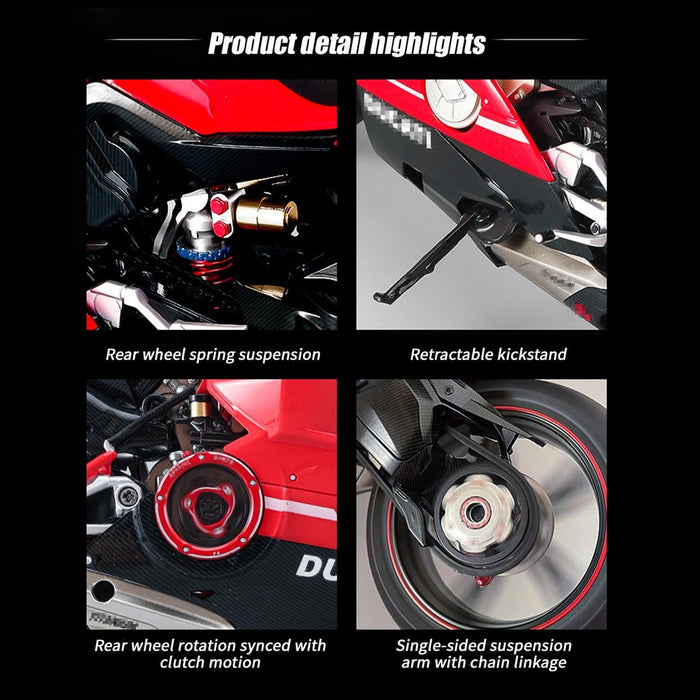 Model 1:7 Effects V4 Sound Motorcycle Upgraded 1:7 Scale V4 Diecast Alloy Motorcycle Model with Sound Effects Scale Alloy Diecast with