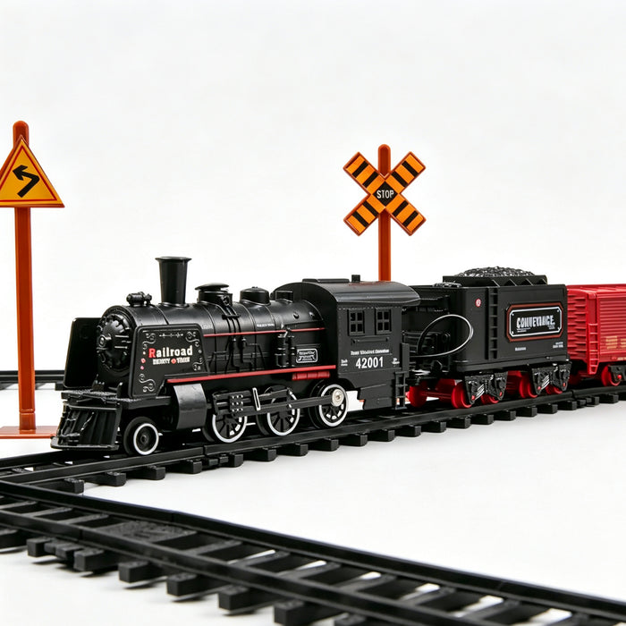 Rail King Classical Electric Train Set Steam Locomotive Model with Tracks
