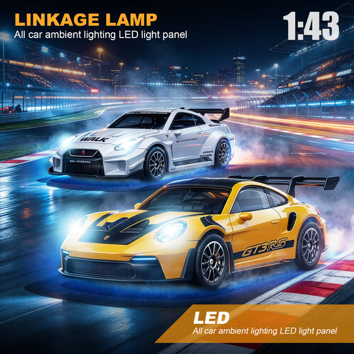 HStar 1/43 RC Remote Control Drift Car 4WD Gyro Alloy LED Model Toy RTR 911/GTR