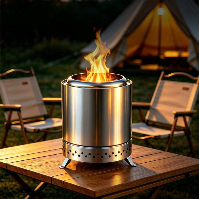 Portable Tabletop Fire Pit Stainless Steel Camping Stove Smokeless