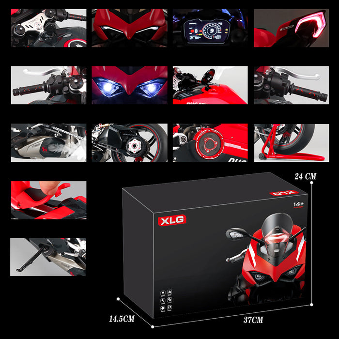 Model 1:7 Effects V4 Sound Motorcycle Upgraded 1:7 Scale V4 Diecast Alloy Motorcycle Model with Sound Effects Scale Alloy Diecast with