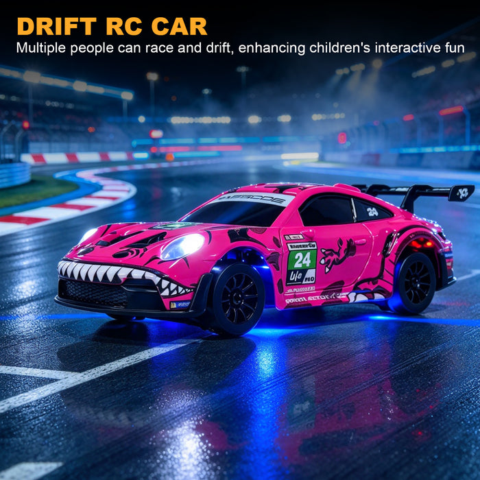 HStar 1/43 RC Remote Control Drift Car 4WD Gyro Alloy LED Model Toy RTR 911/GTR