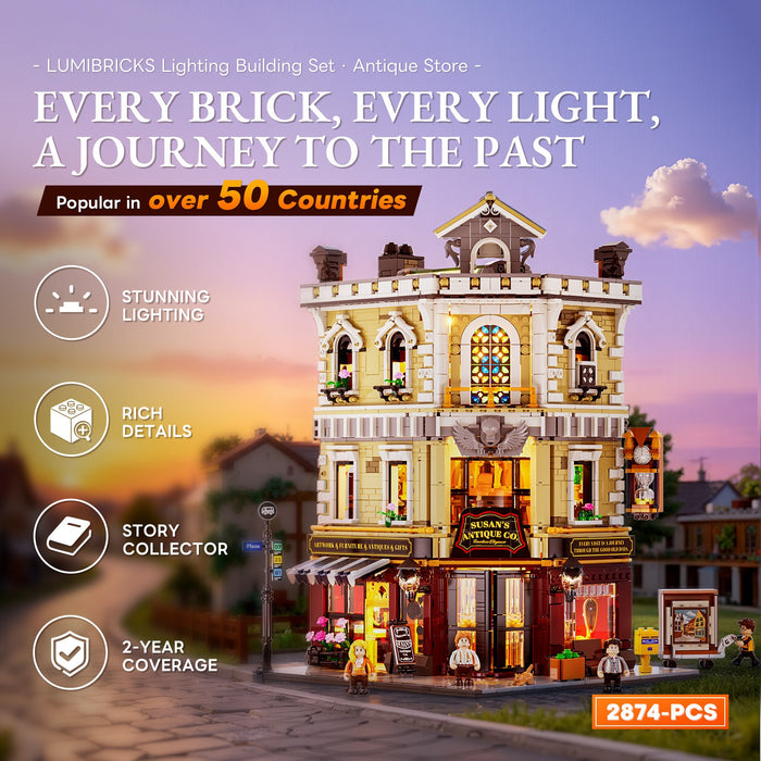 Lumibricks 15003 F9033 Antique Shop Town Life 2847Pcs LED Brick Set