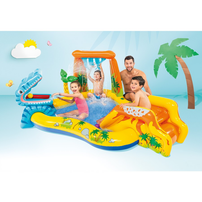 INTEX Dinosaur Inflatable Pool Slide Water Fun Play Centre 2.49m x 1.91m