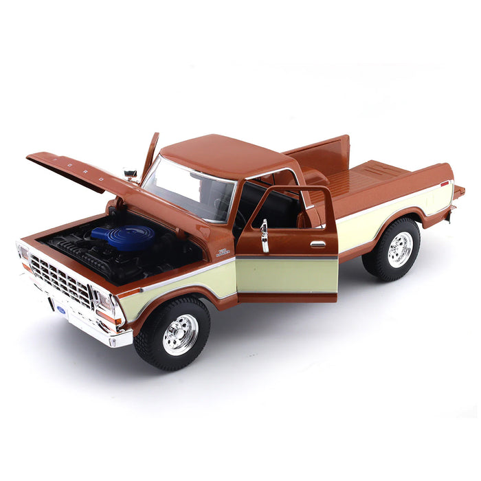 Maisto 1:18 Scale 1979 Ford F150 Pickup Copper+Cream Car Model Die Cast Metal