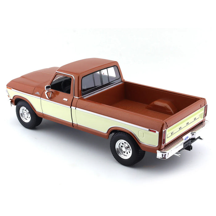 Maisto 1:18 Scale 1979 Ford F150 Pickup Copper+Cream Car Model Die Cast Metal