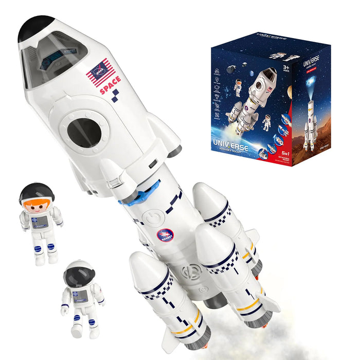 5in1 Shuttle Rocket Space Toys Projection For 3+Kids 2Astronauts Launcher Lamp