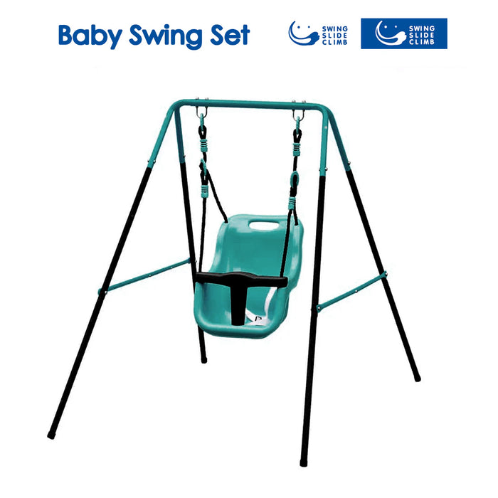 Baby Swing Set Adjustable Height Steel & Plastic & PVC 6-36M Green