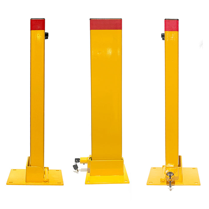 Parkero Keyed Alike Bollard Rectangle Fold Down Car Parking Lock Safety Barrier 80cm 2Key