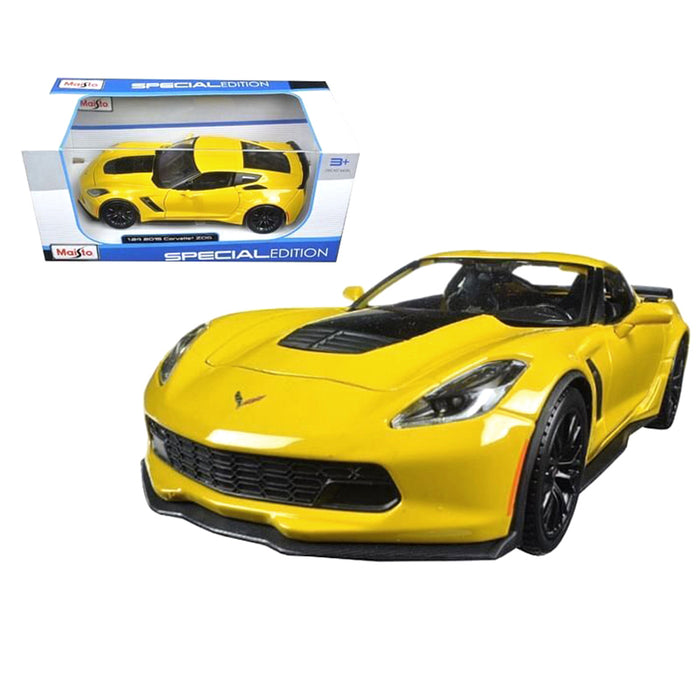 Maisto 1:18 Metallic Diecast + Plastic Yellow 2014 Chevrolet Corvette Stingray