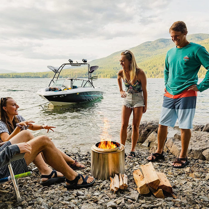 TOW Smokeless Fire Pit 15inch Wood Burning Fireplaces Portable Outdoor Bonfire Firepit with Stand, Backyard, Patio & Camping, Stainless Steel, Easy Ignition & Setup Trade Me