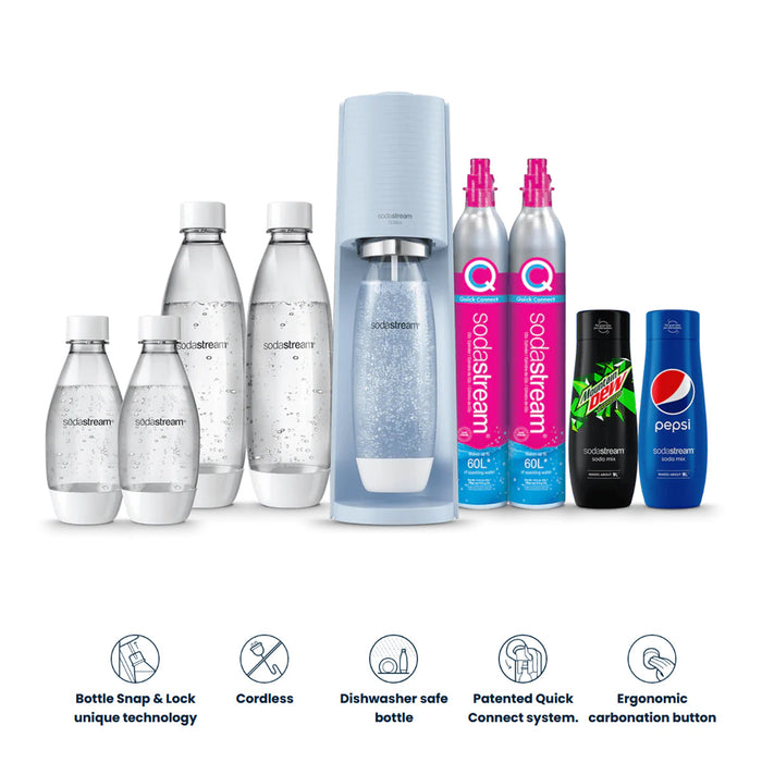 SodaStream Terra Sparkling Water Maker Quick Connect Co2 Technology Family Pack