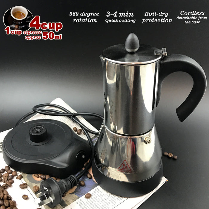 Mornest Electric Espresso Moka Coffee Maker 4~6Cups Stainless Steel Italian Classic Trade Me