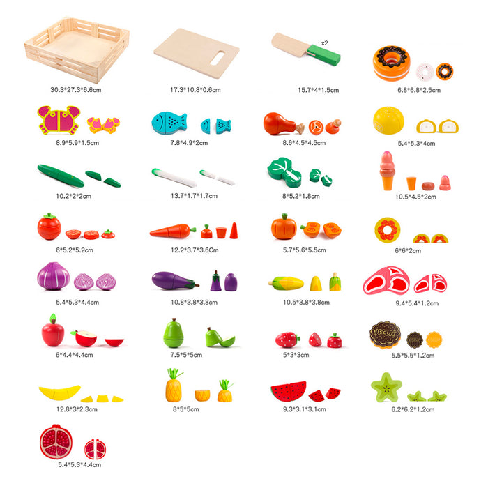 30pcs Accessories for Children Wooden Food Playset Classic Game