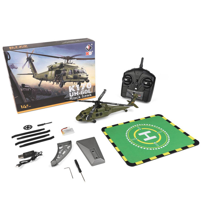 6-Axis 4CH Brushless Wltoys K170 RC Helicopter UH-60L Black Hawk Remote Control