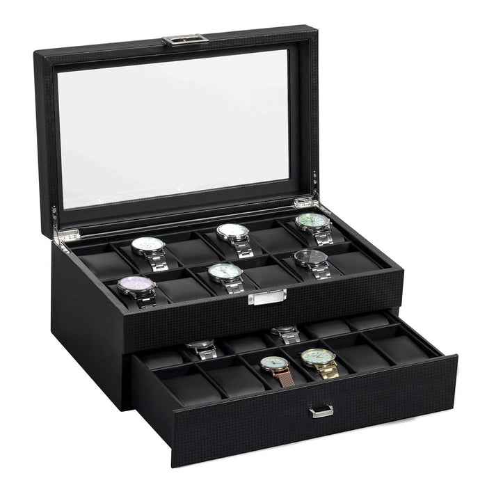 24 Grids Jewelry Watch Box Display Case Storage Holder Organizer Case Gift