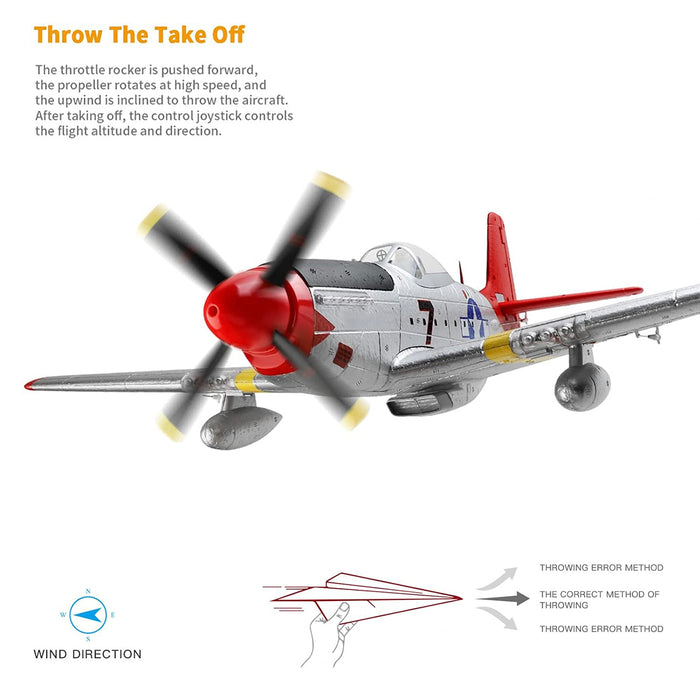 XK A280 P-51 MUSTANG 2.4GHz 4ch Brushless 560mm RTF RC Plane Remote Control