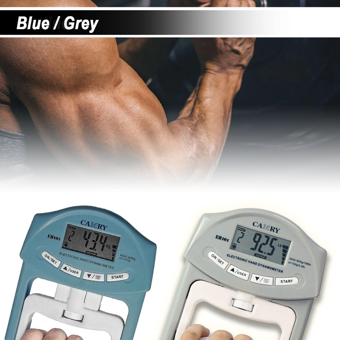 Digital Dynamometer Hand Grip Strength Muscle Tester Electronic Power Grey/Blue