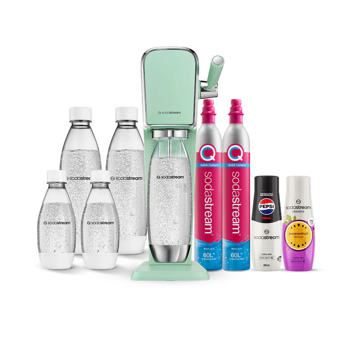 The NEW SodaStream ART Sparkling Water Maker Family Pack 2xCO2 cylinder 5xCarbonating Bottles