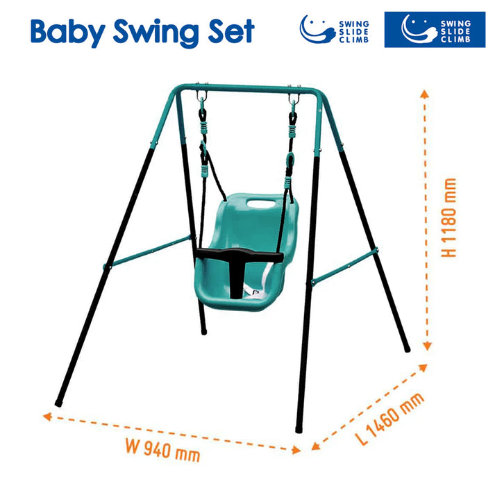 Baby Swing Set Adjustable Height Steel & Plastic & PVC 6-36M Green