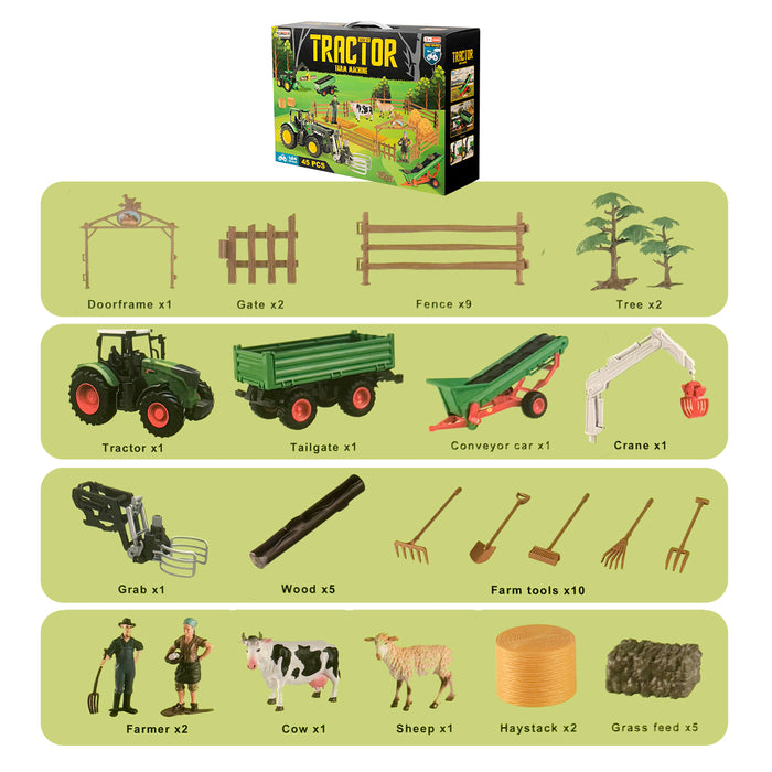 DIY Farm Pullback Car Tractor Toy Set Animals & accessories Playset