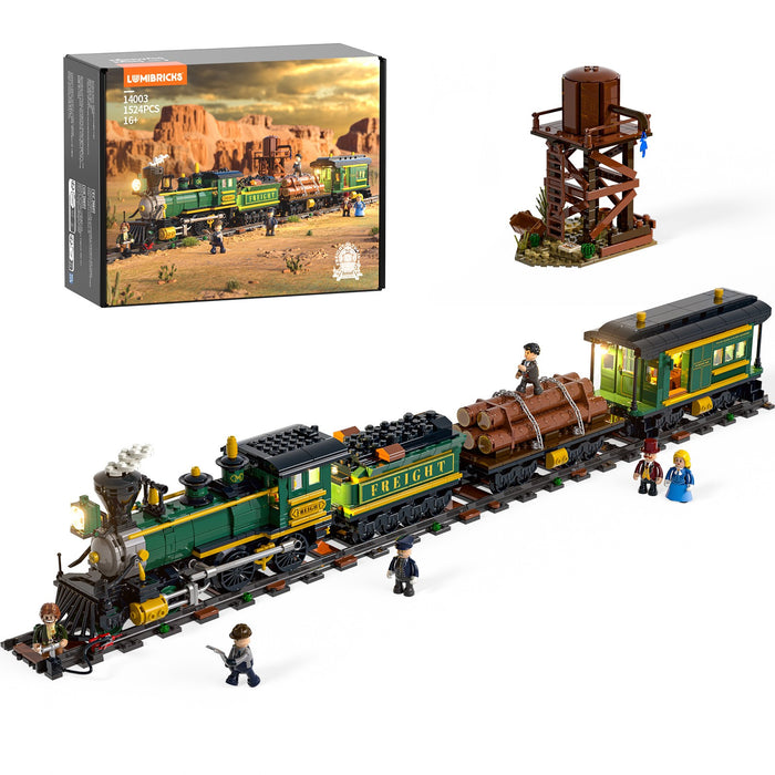 Lumibricks F9036 14003 Wild West Freight Train 1524Pcs LED Brick Train Set