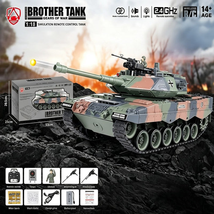 Brother Tank Rc Tank 1:18 German Leopard 2 Camo/German Tiger 1 Grey 2.4ghz