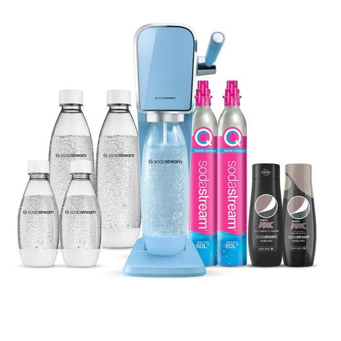 The NEW SodaStream ART Sparkling Water Maker Family Pack 2xCO2 cylinder 5xCarbonating Bottles