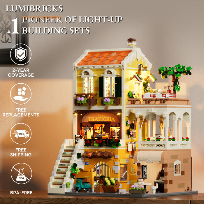 Lumibricks 15010 L9119 Italian Homestyle Restaurant Town Life 2868Pcs LED Brick