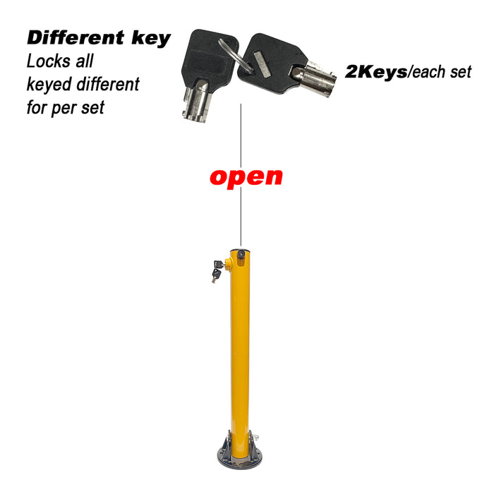 Parkero Heavy-duty Parking Bollard locker Barrier Vehicle 2 Side Fold-down Design Cast Steel Base 60cm