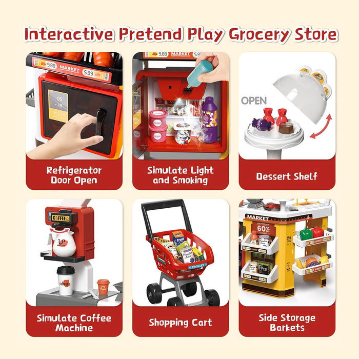 Supermarket Shopping Toy Set With lights Smoke & Sounds Pretend Play Grocery