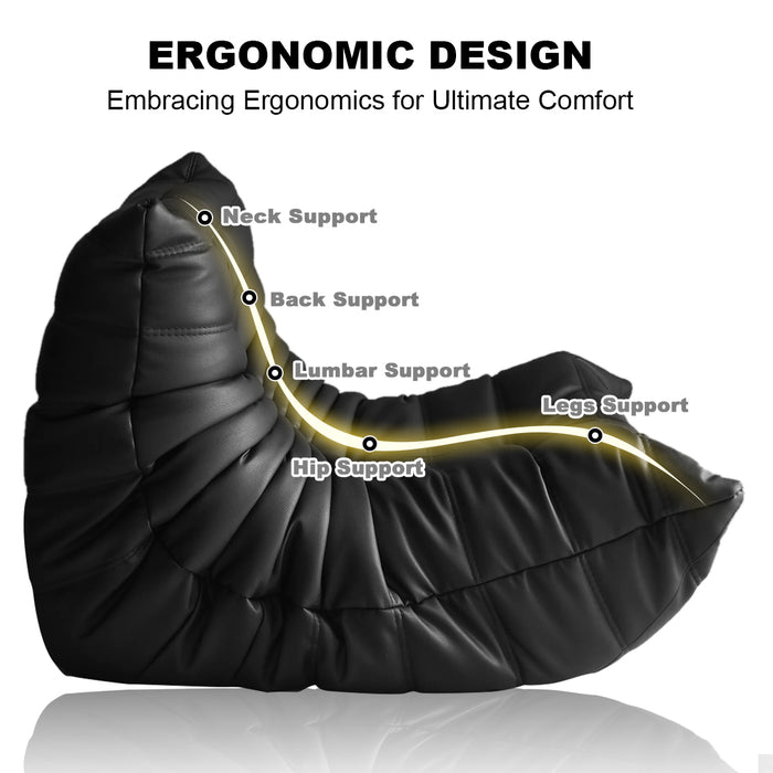 Lazy Sofa Floor Couch Leisure Lounge Foam Pouffe Recliner Soft Vegan Leather