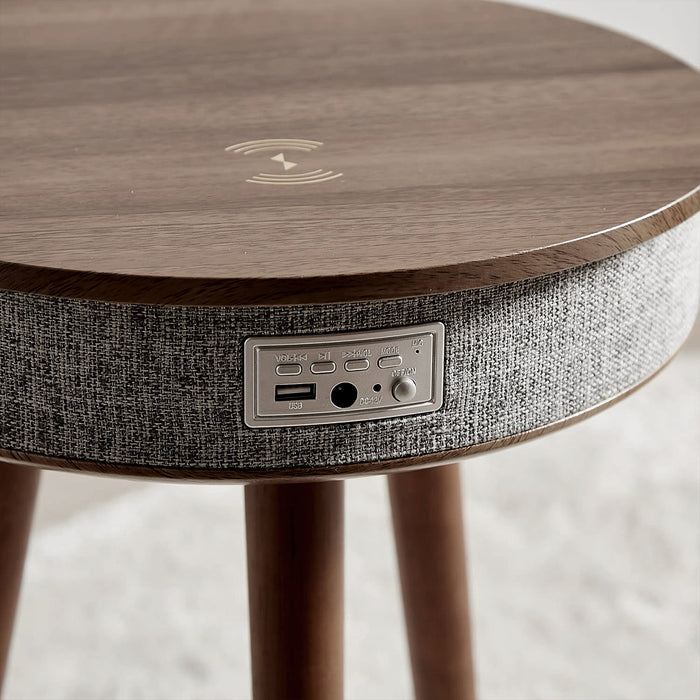 Wood Coffee Table With Bluetooth Speaker All-in-One Smart Hub Wireless Charger