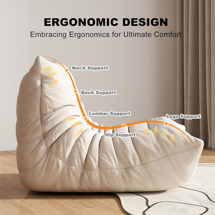 Lazy Sofa Floor Couch Leisure Lounge Foam Pouffe Recliner Soft Suede Sabric