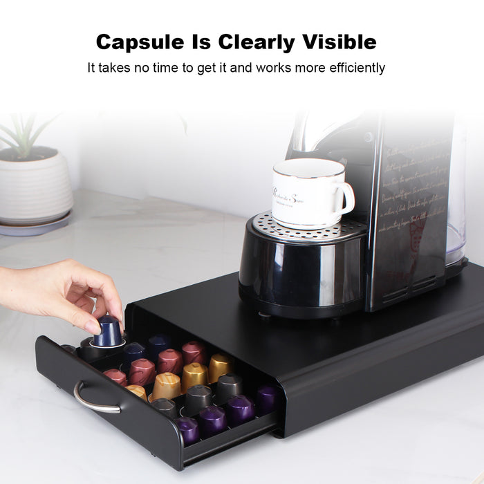 Coffee 60 Pods Storage Drawer Compatible Cast Iron Maximum Diameter Of 4cm