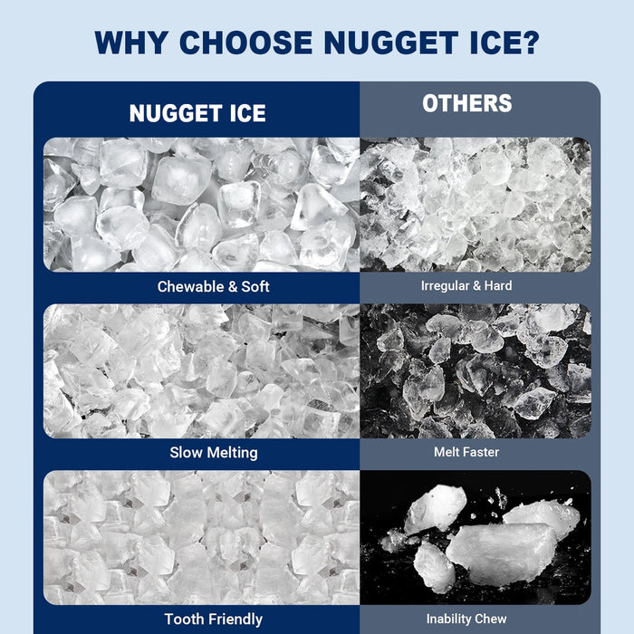Mornest Crunchy Chewable Nugget Ice Maker with Water Tank, Soft Restaurant-Style Ice in 5 Min, 17kg/24hr, Front-Load Portable Ice Machine Fits Under Cabinets, One-Touch Self-Clean, Stainless Steel