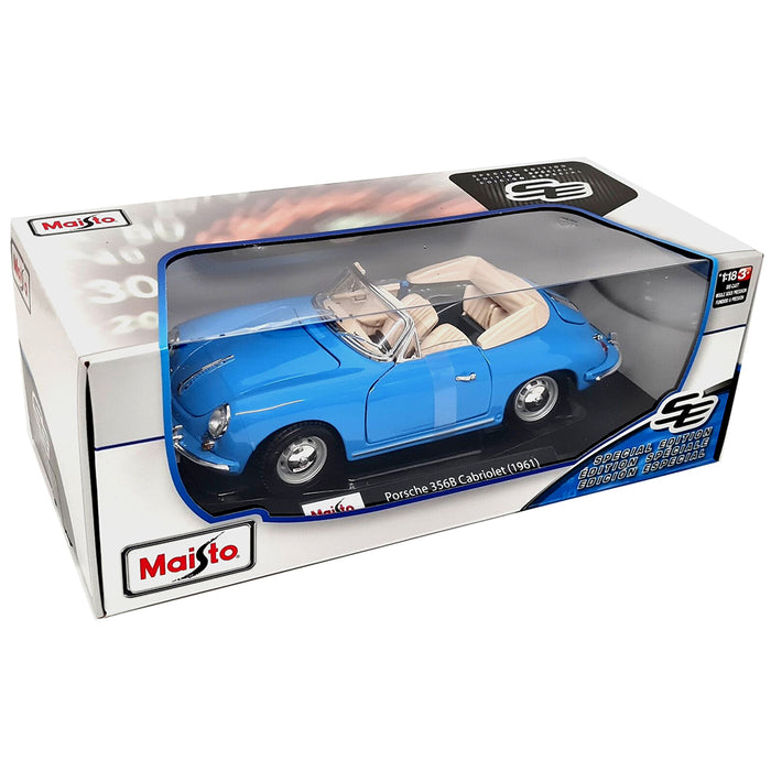 Maisto 1:18 Car Model 1961Porsche 356B Cabriolet Blue Metallic Diecast & Plastic