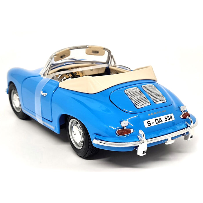 Maisto 1:18 Car Model 1961Porsche 356B Cabriolet Blue Metallic Diecast & Plastic