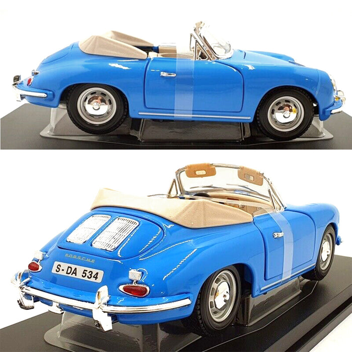 Maisto 1:18 Car Model 1961Porsche 356B Cabriolet Blue Metallic Diecast & Plastic