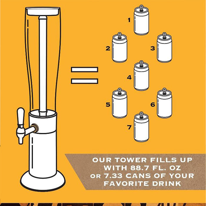 Refinery Beer Tower 2.6L With Tap Ice Drink Dispenser Beverage Bar Tube Copper NEW MODEL