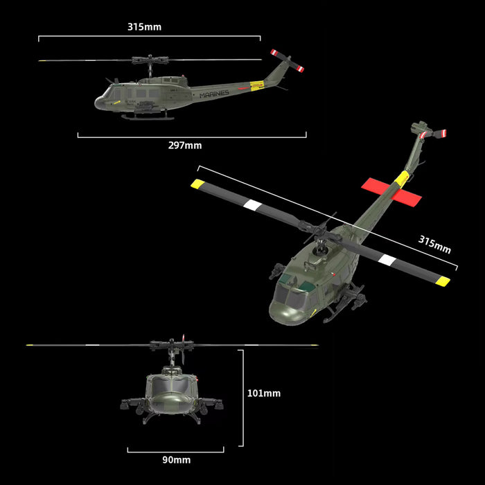 UH-1 1:48 RC Intelligent Positioning Version Armed Stunt Helicopter 6-Axis Gyro