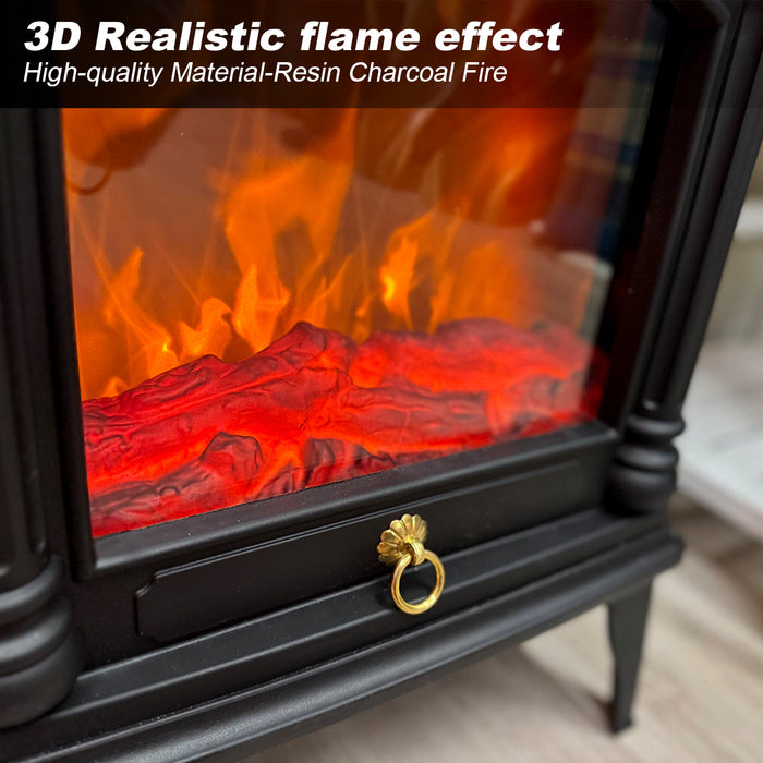 Electric Fireplace Free Standing Heater Lightweight Up to 20m² Realistic 3D Flame