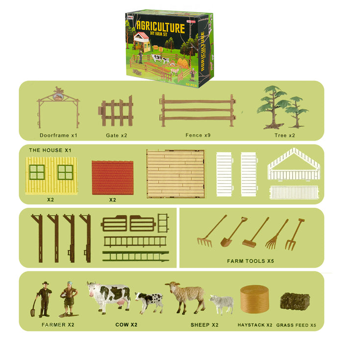 DIY Farm Pullback Car Tractor Toy Set Animals & accessories Playset