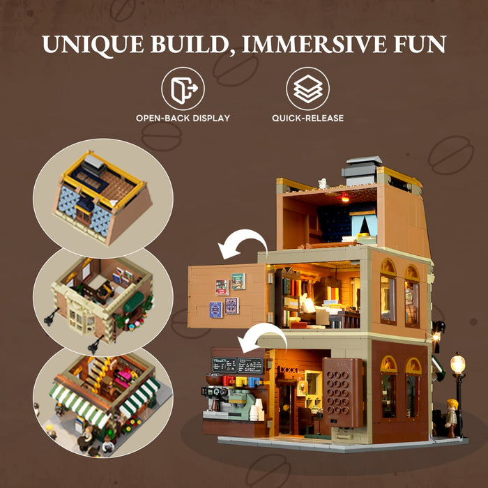 Lumibricks Book Cafe 15002 F9031 Town Life Series 1718PCS LED Building Blocks